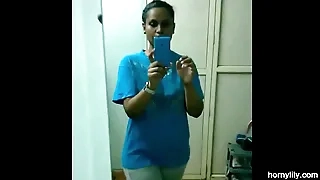indian college girl changing the brush sports wear make sure of gym homemade